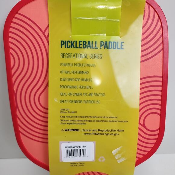 Pickle O'Joe 15.7'' Paddle & Ball Set Traditional Pickleball Paddle Orange Swirl - Picture 3 of 3